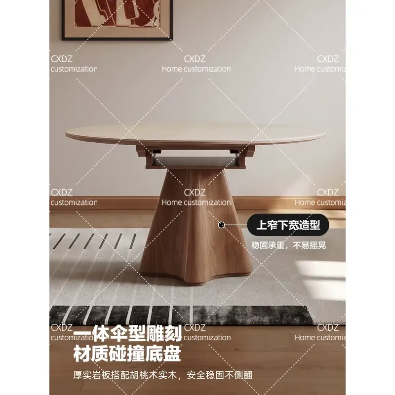 Luxury Extendable Round Dining Table Set Modern Simple High End Telescopic Folding Table and Chairs for Home