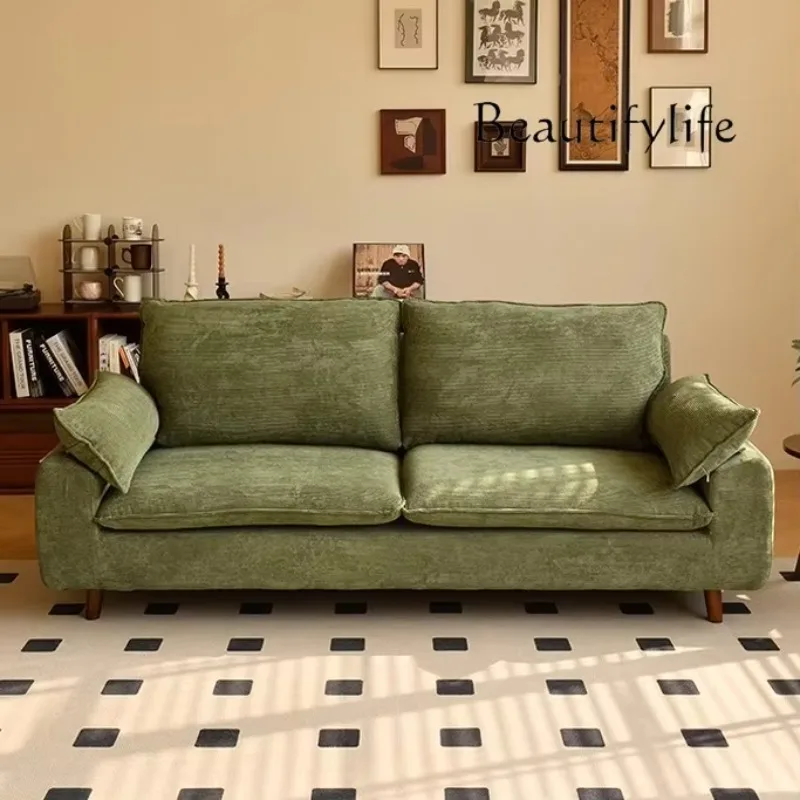 X40 Retro Sofa Chinese Antique Style Simple Modern Small Apartment Living Room Apartment Straight Row Double Fabric Sofa