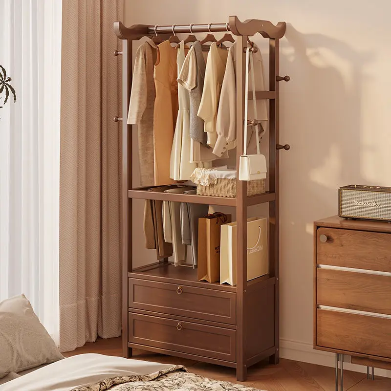 

Solid wood with drawers, coat rack, floor-to-ceiling bedside table, integrated shelf, bedside hanger, storage rack