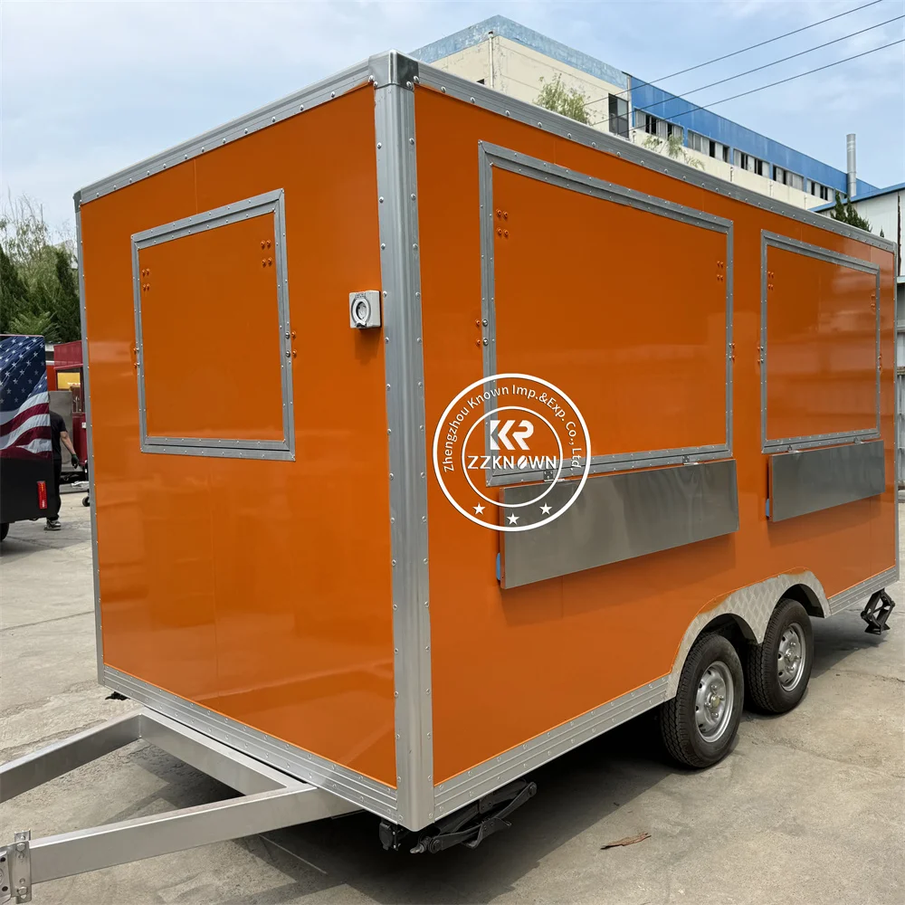 2025 16ft Food Trailer For Fast Food Truck Snack Ice Cream Chips For Catering BBQ Concession BBQ Trailer Hot Dog Cart