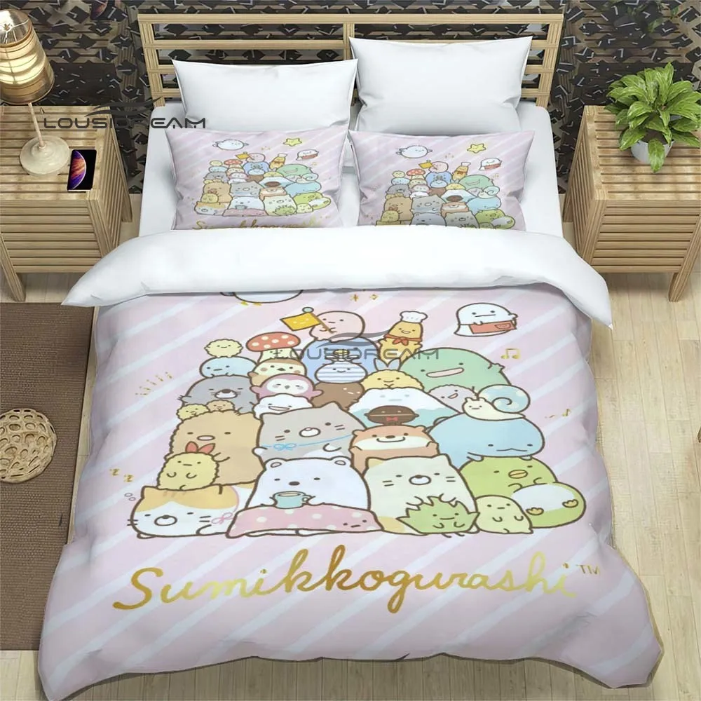 Sumikko gurashi Bedding Set Cute Cartoon Home Decoration Boy Girl King Size Bedding Set Quilt Cover Pillowcas