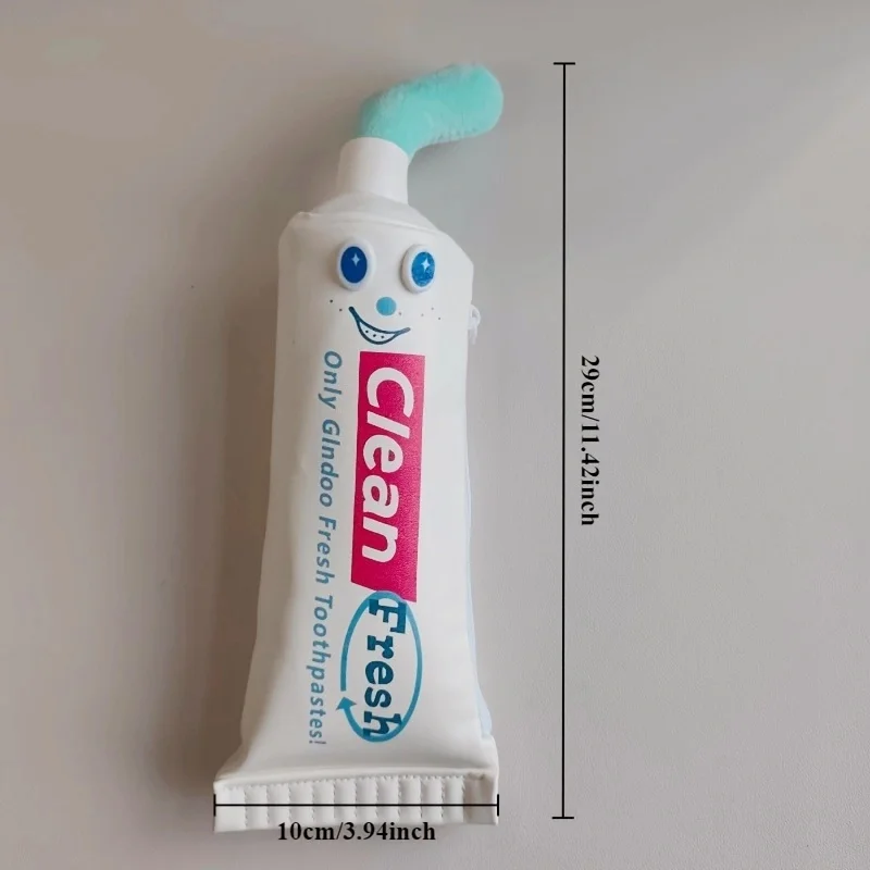 Unique Toothpaste-Shaped Pencil Case, Pen Bag, Stationery Box, Fun Makeup Bag with Charming Facial Design, Odorless, Durable Zippered Cosmetic Organizer Bag, Multifunctional Storage Bag