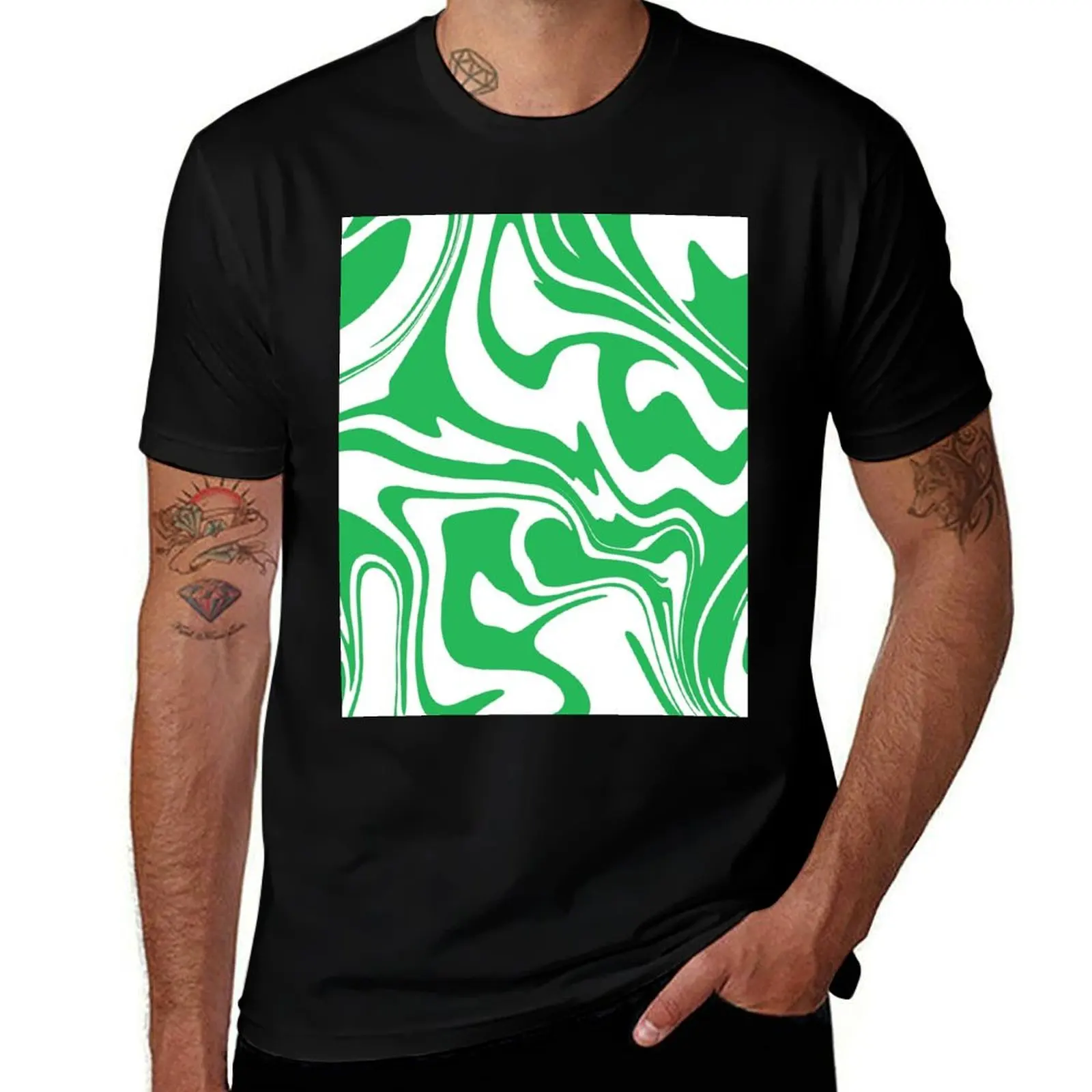 Green Swirl Print T-Shirt Casual Minimalist Short Sleeve Top T-Shirt