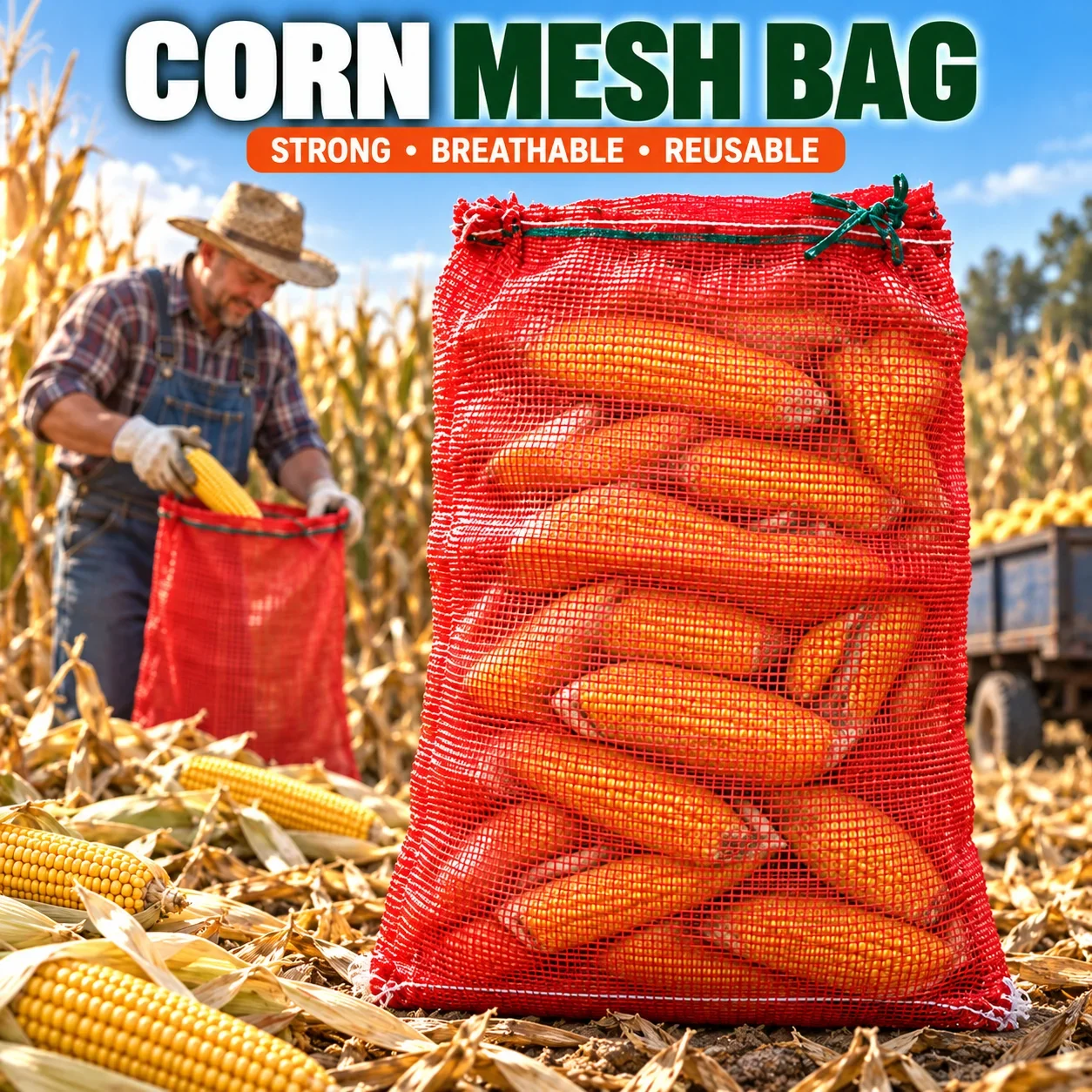 Strong Breathable Plastic Woven Mesh Bags with Drawstring for Corn Onion Potato Fruit Vegetable & Firewood Storage 50/100/200PCS