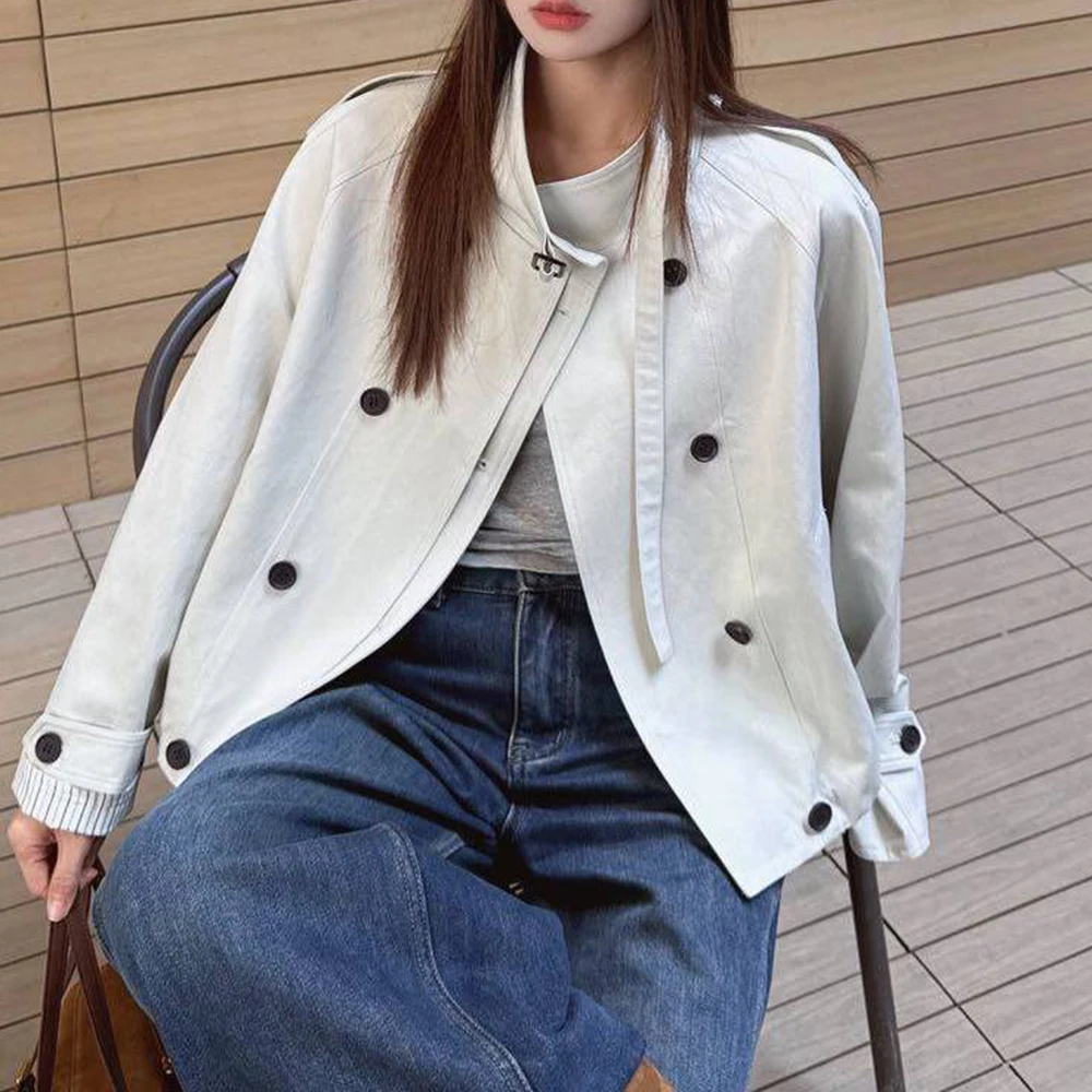 High-end thin short trench coat women's spring 2026 new popular small fashion casual top  women jacket