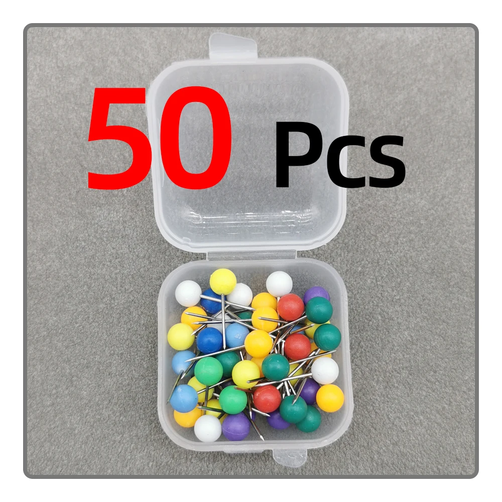 50pcs/Box Boxed Plastic Positioning Ball Needles Auxiliary Fixing Ball Needles Foam Spool Fishing Line Fixing Ball Needle
