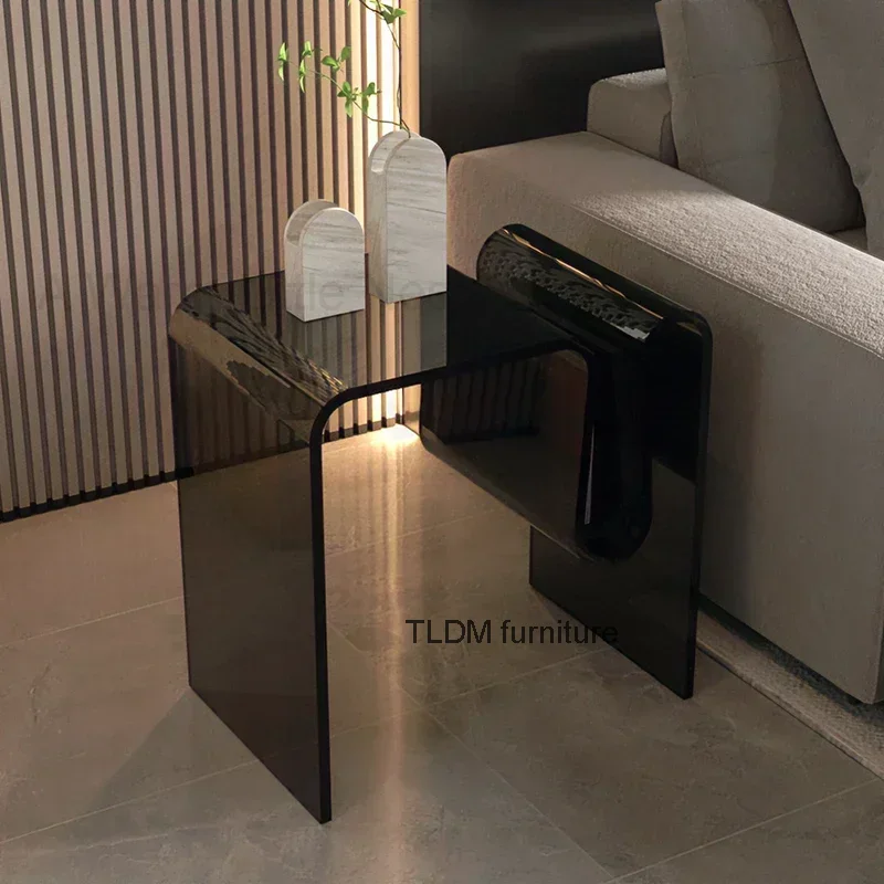 

Nordic Mobile Luxury Acrylic Coffee Tables Small Living Room Sofa Side Table Home Transparent Bedroom Bedside Cabinet Furnitur