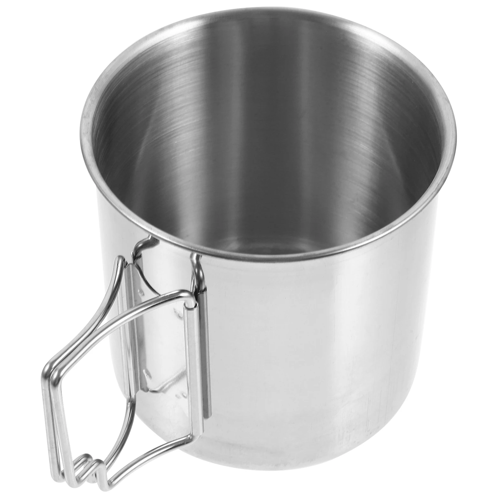 

Stainless Steel Water Cup 10cm Portable Camping Coffee Mug Folding Handle Outdoor Drinking Beer Tea Metal Cups
