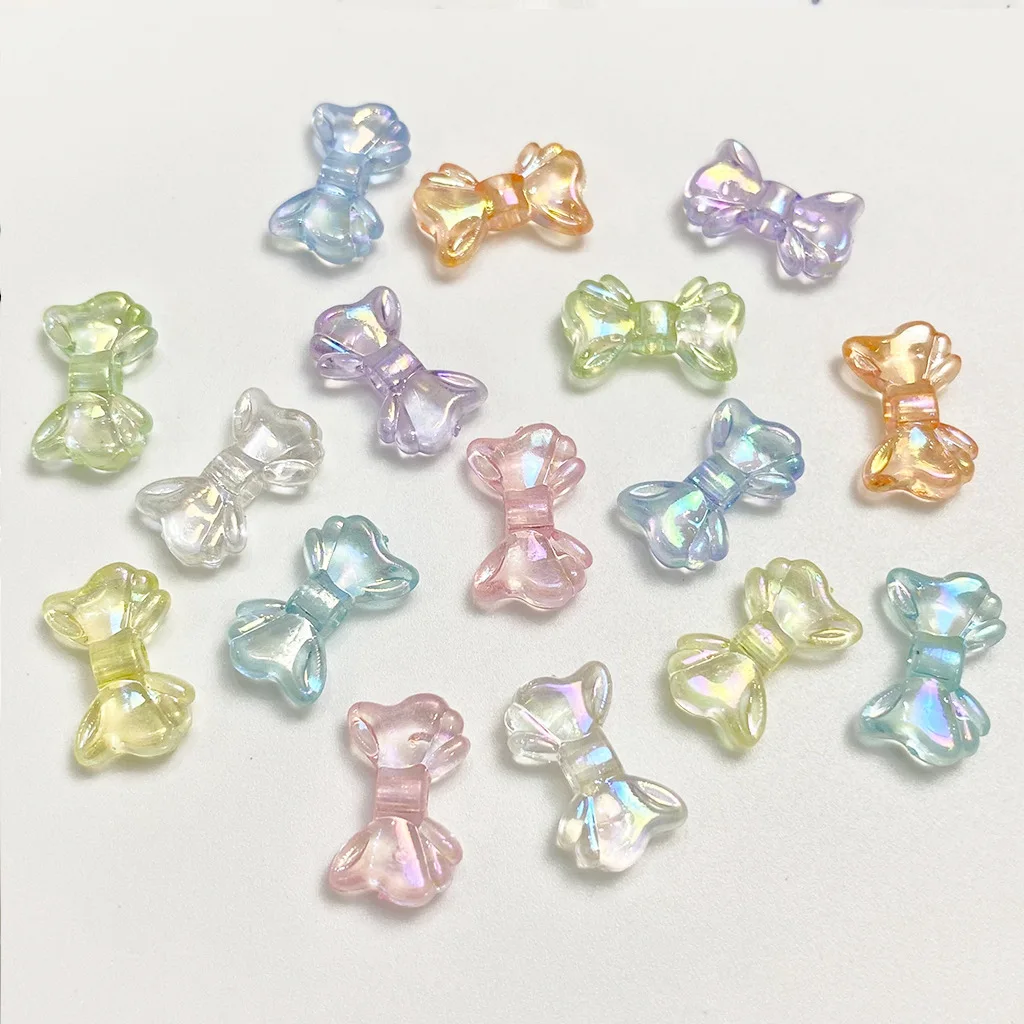 30pcs/Lot 9X15mm Small Bowknot Acrylic Beads For DIY Handmade Necklace Bracelets Mobile Phone Chain Jewelry Accessories Making