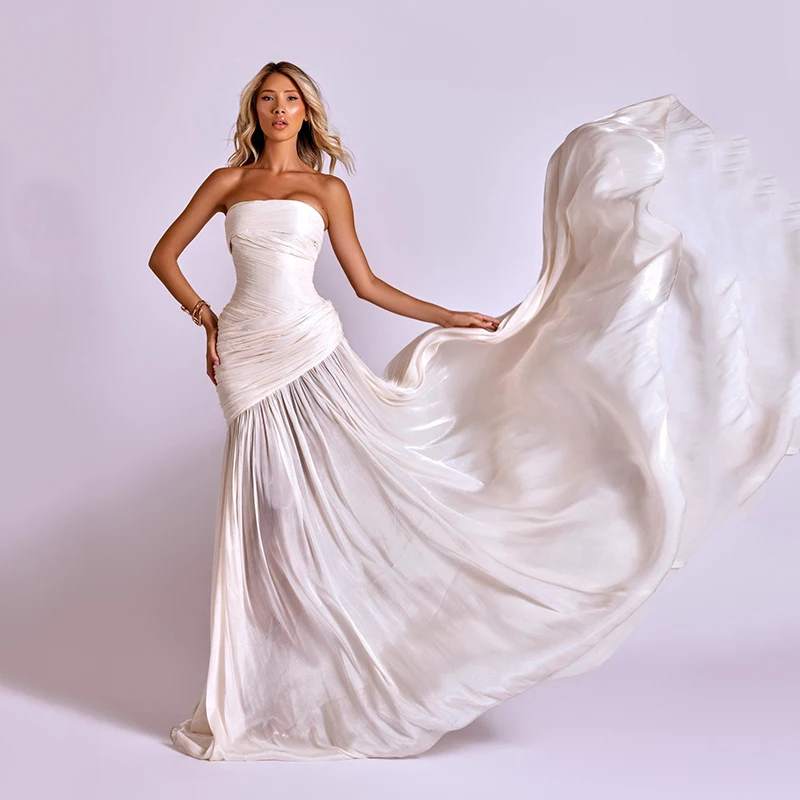 

Thinyfull Sexy Mermaid Prom Evening Dresses Saudi Arabia Strapless Floor Length Party Dress Night Cocktail Prom Gowns Customized