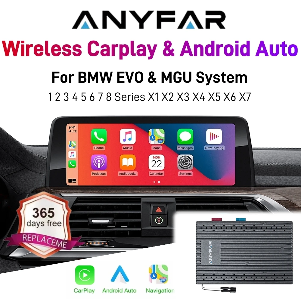 Kabelloses CarPlay Android für BMW EVO MGU ID System Headunit mit 6,5”, 8,8”, 10,25”, 12,3” Bildschirm EVO MGU ID5 ID6 ID7 System 1 2 3 4 5 6 7 8 Serie X1 X2 X3 X4 X5 X6 X7 IX3 G08 G07 MINI Decoder