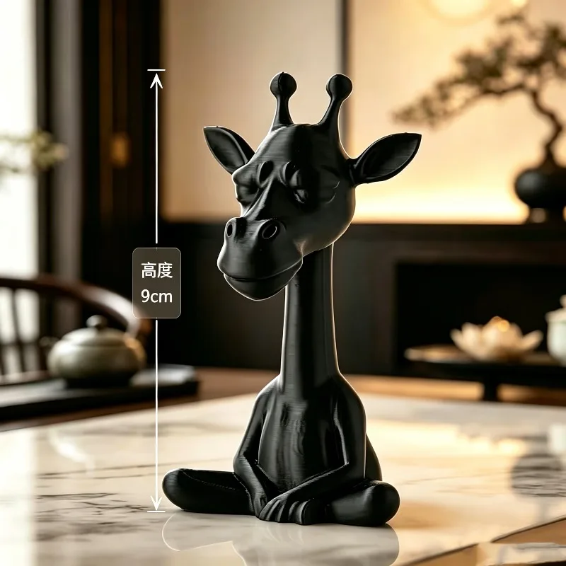 3D Printed Meditation Giraffe Figurine Cross Legged Yoga Animal Sculpture Minimalist Nordic Tabletop Decor Ornament Statue