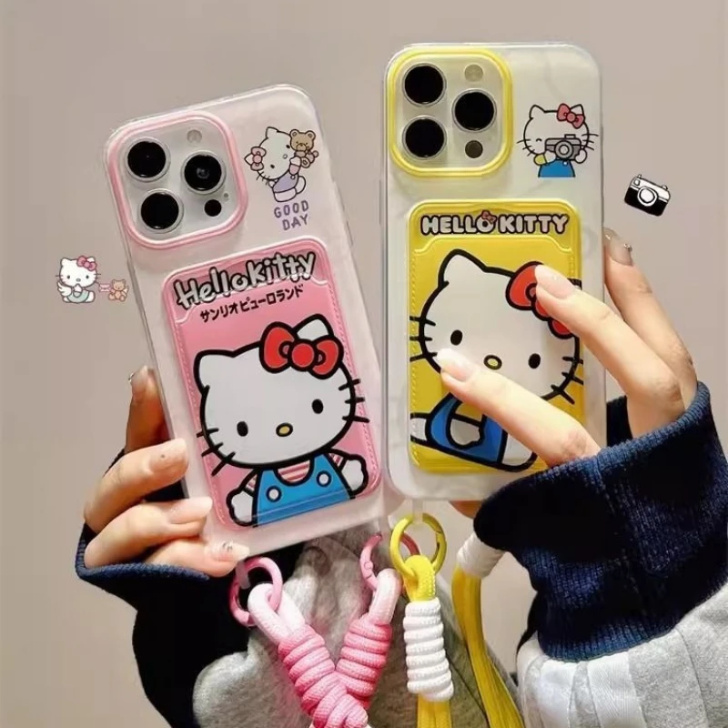 

Miniso Cartoon Pink Hello Kitty Phone Case for iPhone 16 Pro Max iPhone 15 Pro 14 13 Full Coverage Anime Phone Protective Cover