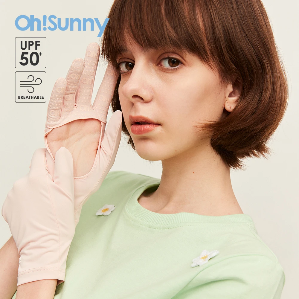 OhSunny-guantes de protección solar transpirables, protectores de manos de medio dedo, Palma ahuecada, pantalla táctil, conducción, ciclismo, Verano