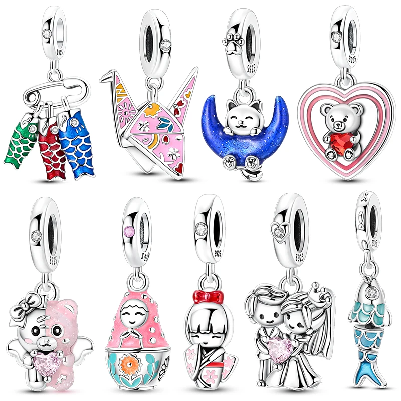 

Luck Carp and Origami Cranes 2025 New in Hot Pendant Charm Beads Fits 3mm Bracelet Necklace For Women Luxury DIY Jewelry Making