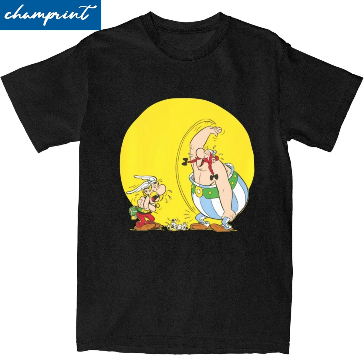 Asterix And Obelix Laughing T Shirt Men Women\'s 100% Cotton Awesome T-Shirts Round Collar Tee Shirt Short Sleeve Tops Gift Idea