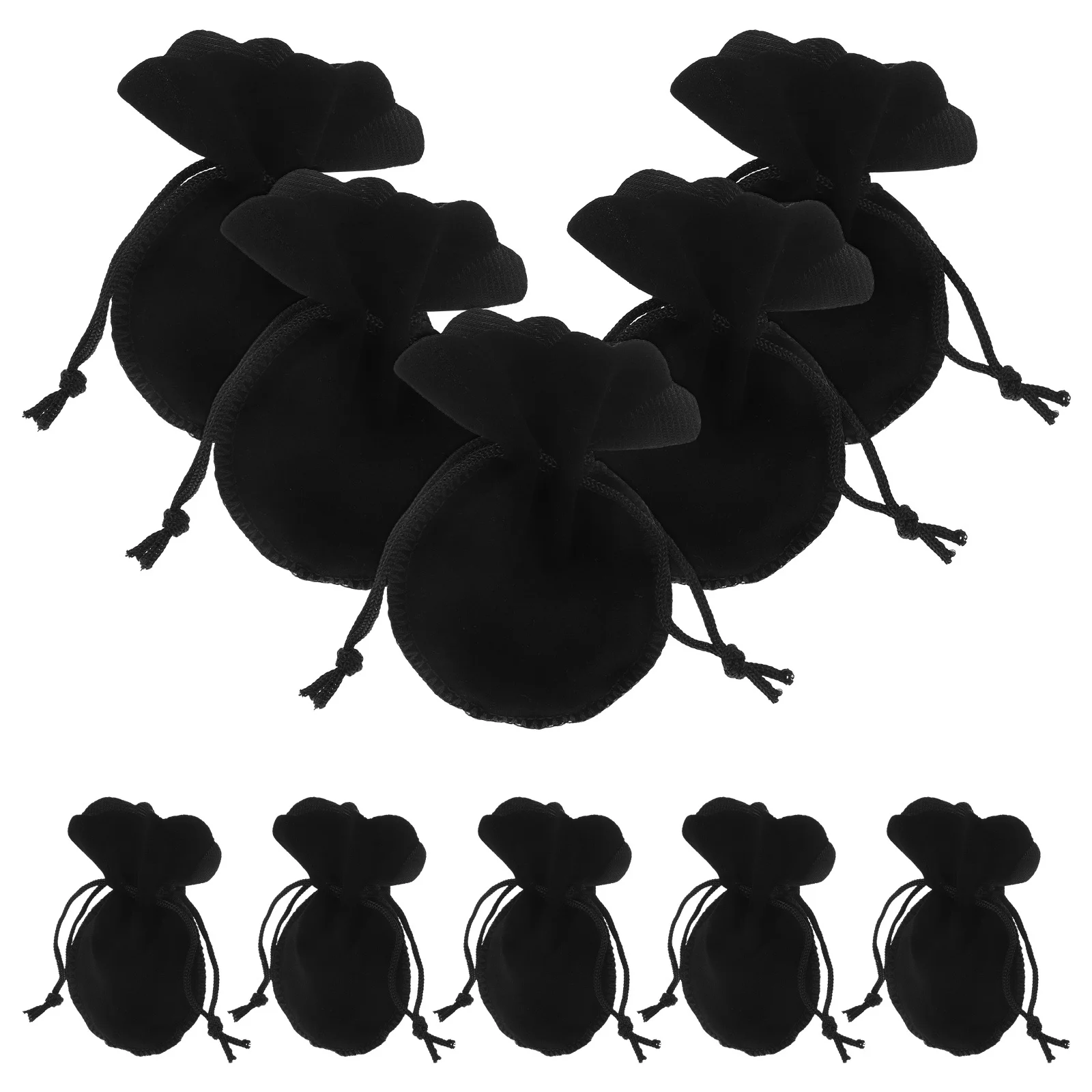 

10Pcs Drawstring Gift Bags Shape Elegant Jewelry Pouches for Wedding Christmas Birthday Party Favors 7x9cm Black