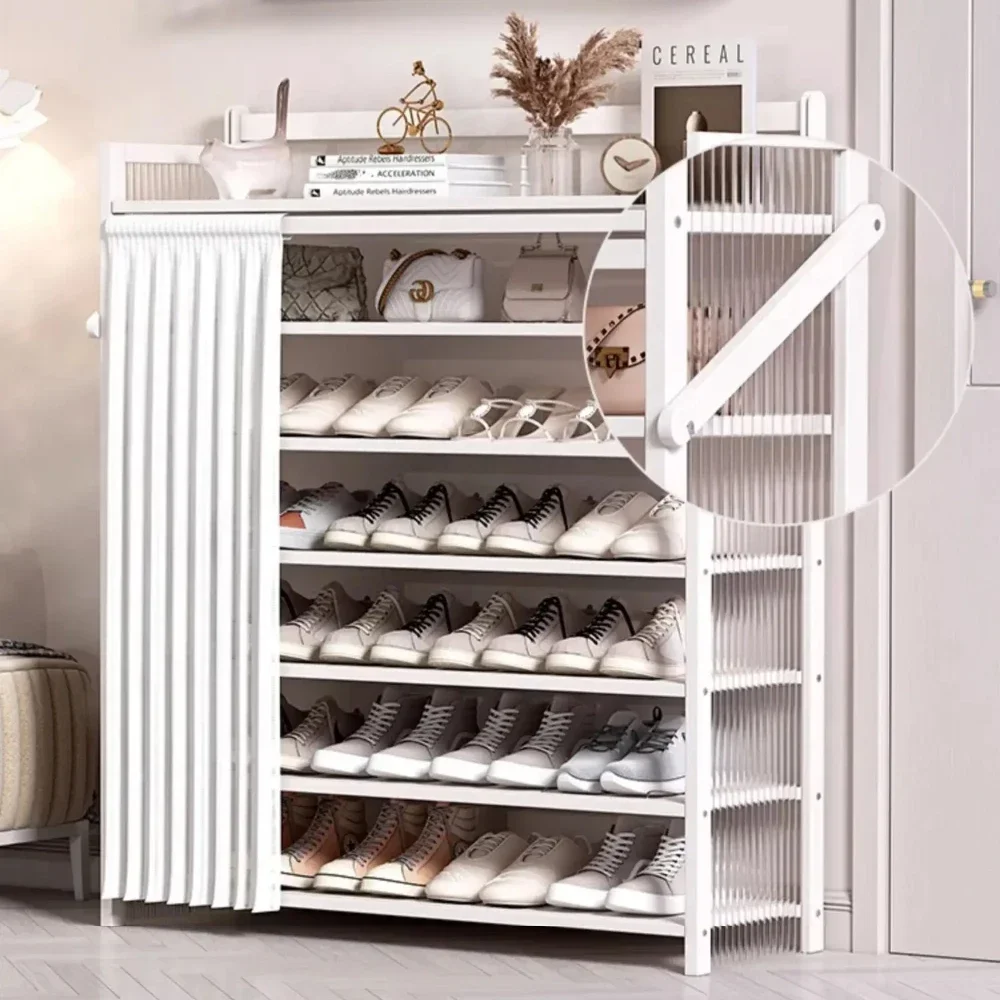 

#For Multi-Layer Shoe Cabinet Easy Installation Dustproof Storage Shelf Phyllostachys Pubescens Thickened Curtain Shoe Racks&