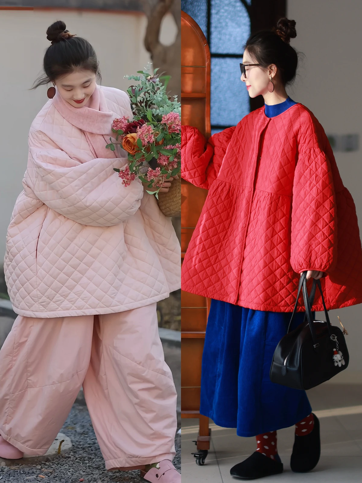 

Loose Fit Bubble Sve Cotton Jaet Women's Faionable Autumn Winter New Arrival Artistic Ele Sle Coat Outerwear