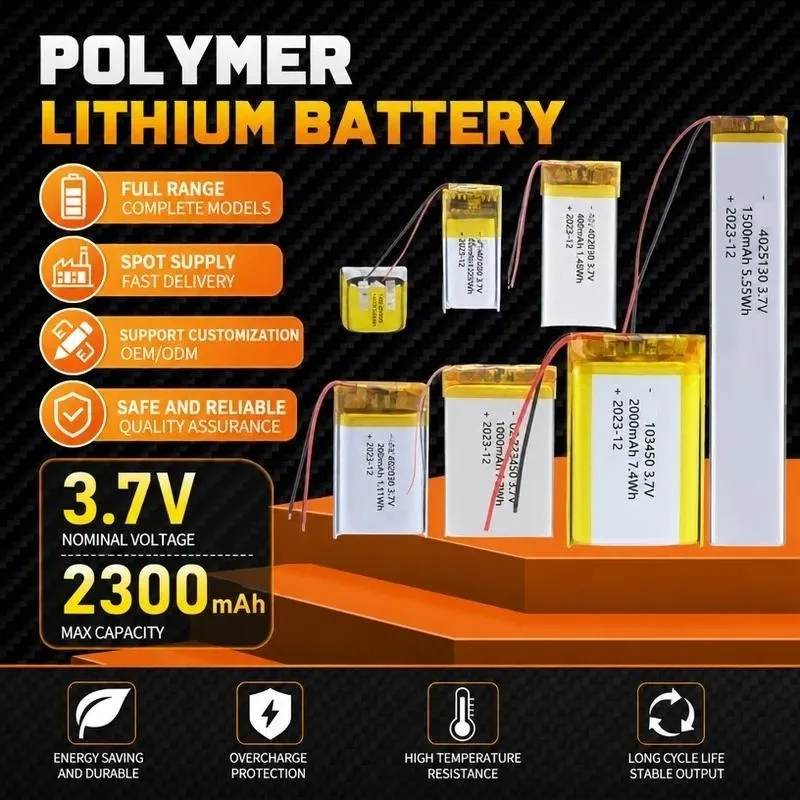 100pcs for 701230 701345 701435 702030 702035 703040 Polymer Lithium Battery 3.7V Rechargeable Li-ion Cell