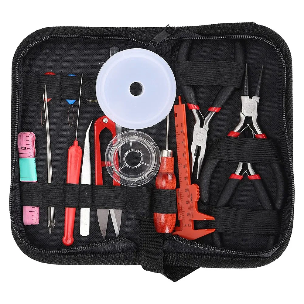 22pcs Complete Jewelry Making Tool Kit: Crafting Pliers, Scissor, Ruler, Needles, Wire Set with Storage for DIY Jewelry