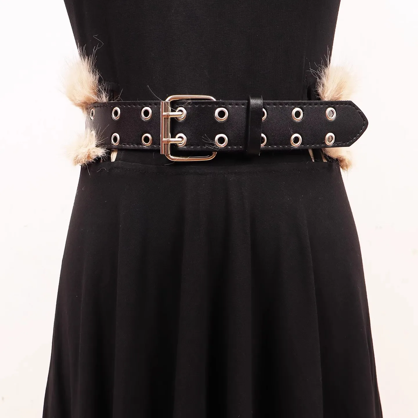 المرأة خمر فو الفراء المرقعة بولي Leather الجلود فستان Cummerbunds الكورسيهات حزام أحزمة الديكور واسعة حزام R3042