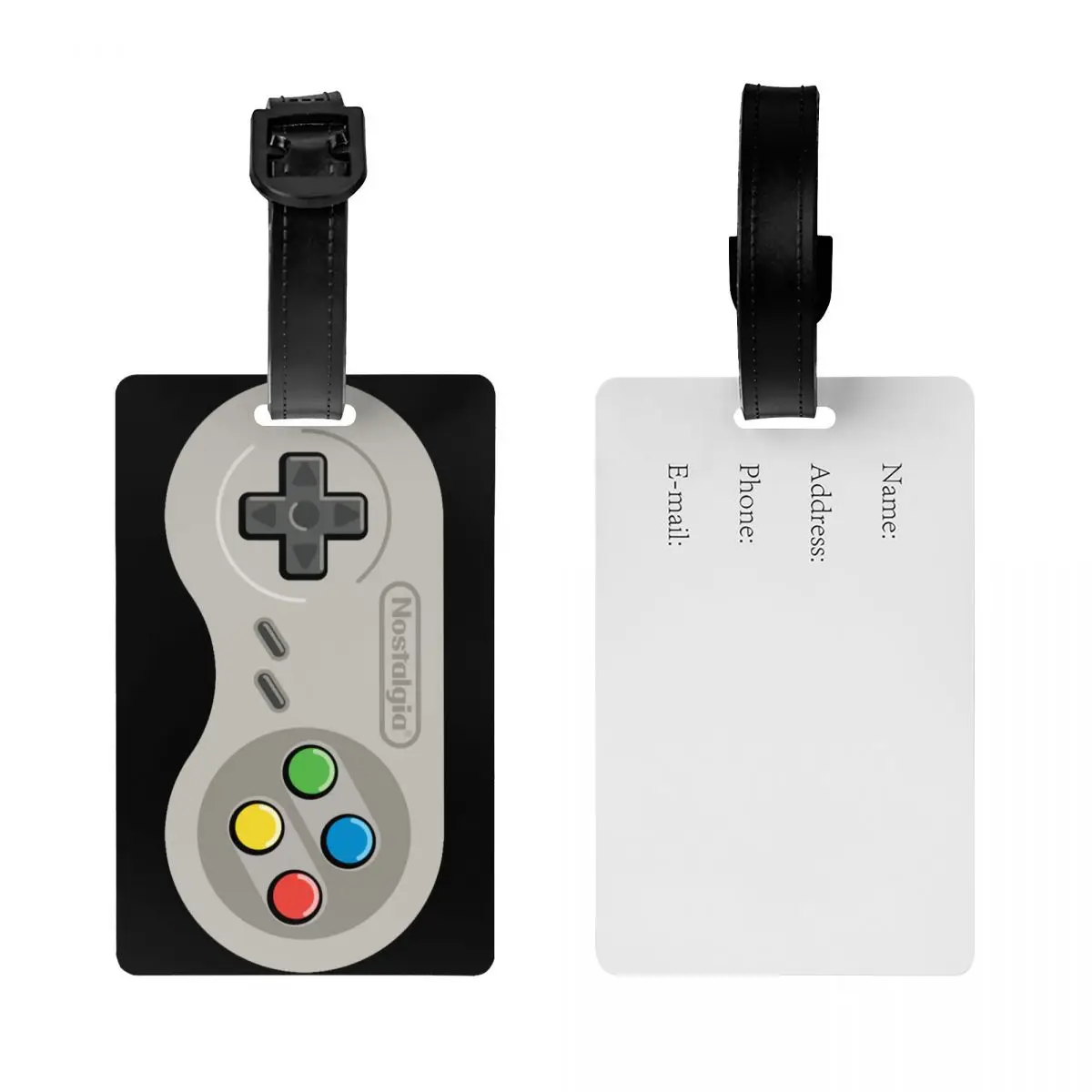 Custom Retro Video Game Controller Luggage Tag Privacy Protection Gamer Gift Baggage Tags Travel Bag Labels Suitcase