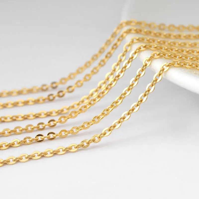 5 Meters Chain width 1MM 1.5MM 2MM 2.8MM Copper Flat Oval Shape Chains Oval Link Necklace Chain Diy Jewelry Accessories