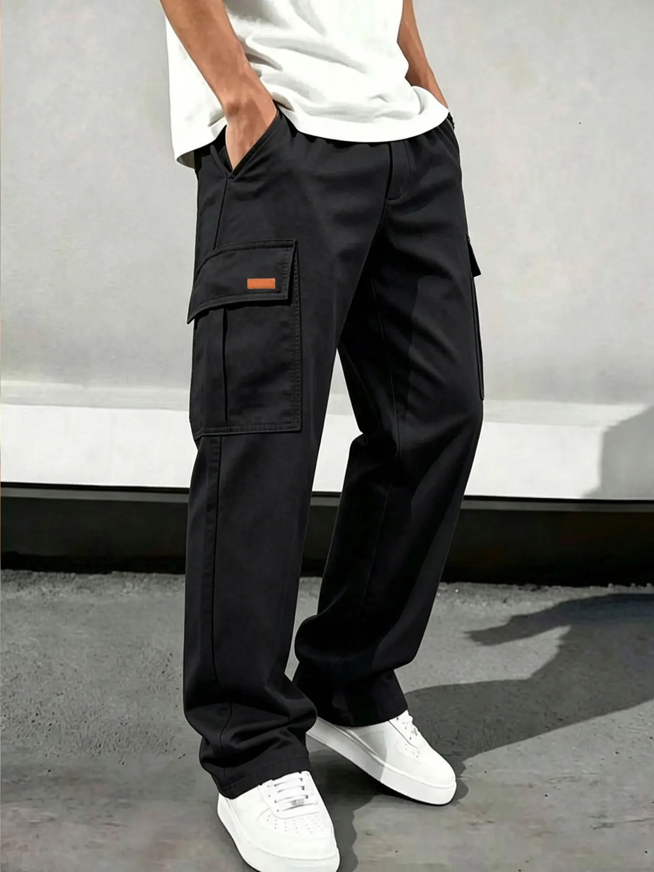 Herren Casual Gerade Geschnittene Arbeitshose Modisch Bequem Gewebter Stoff Frühling Herbst Alltagskleidung – Detail 5