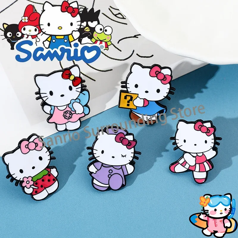 Sanrio Hello Kitty Cute Kit Cat Lapel Pins for Backpacks Brooches for Women Enamel Pin Gift Fashion Jewelry Accessories