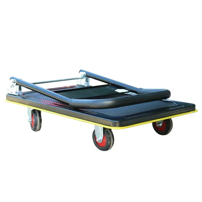 Black heavy steel 400kg folding platform trolley