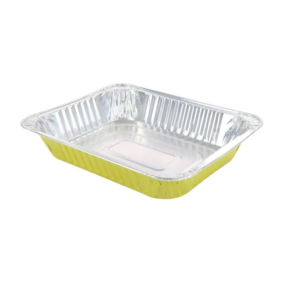 

Disposable Colored Aluminum Foil Half Size Steam Table Pans - Rectangular Baking Pan for Hotels and Restaurants (50, Gold)