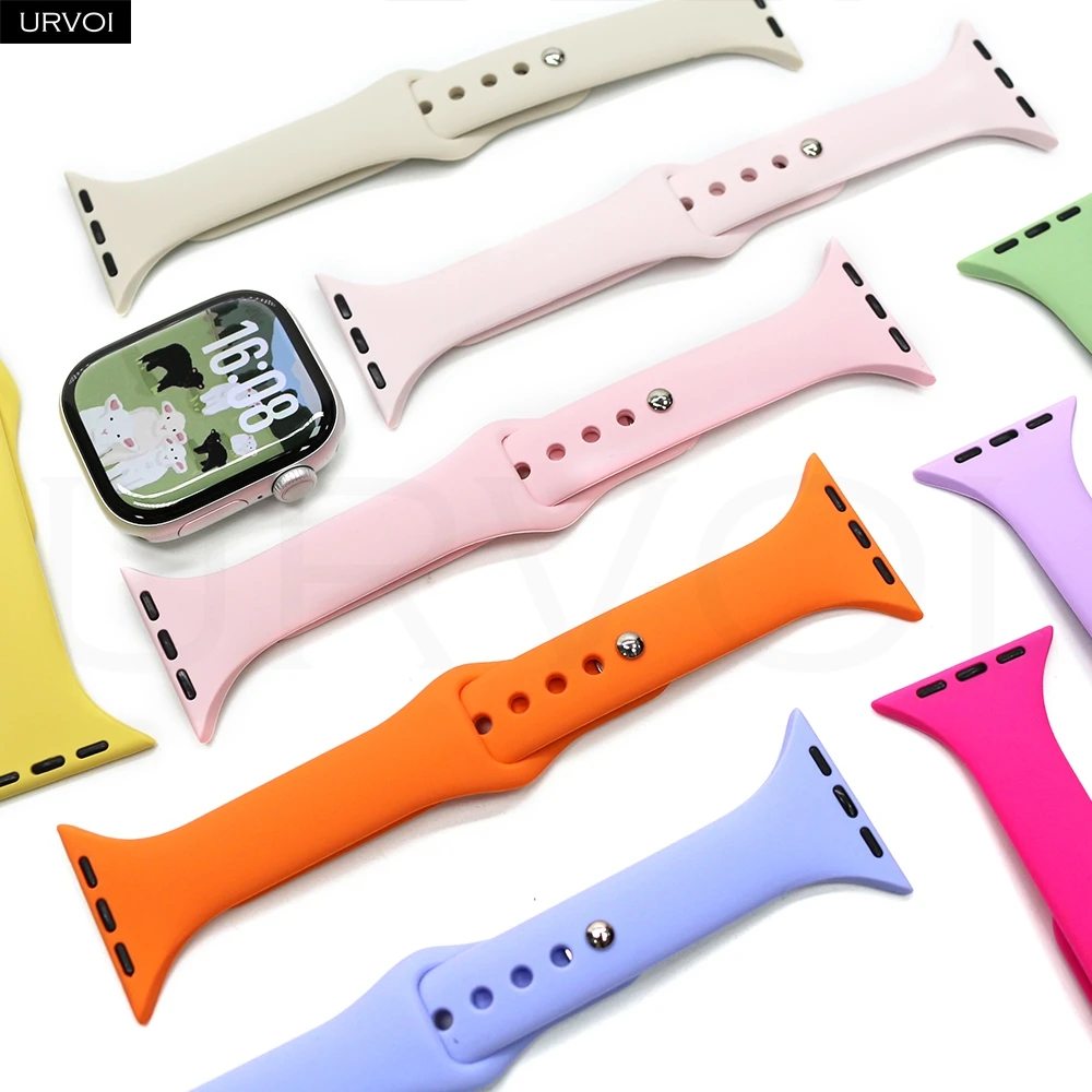 URVOI Silikonarmband für Apple Watch Serie 11 10 9 8 mit Dornschließe, Fitness, dünn, schlank, Sportarmband, Uhrenzubehör für Mädchen
