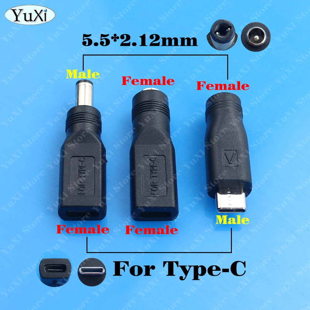 1pc Type-C Micro USB to DC 5.5x2.1mm Power Converter Adapter USB C to DC Charging Jack Plug 5V Male Female AC to DC 5.5 * 2.1MM view 2