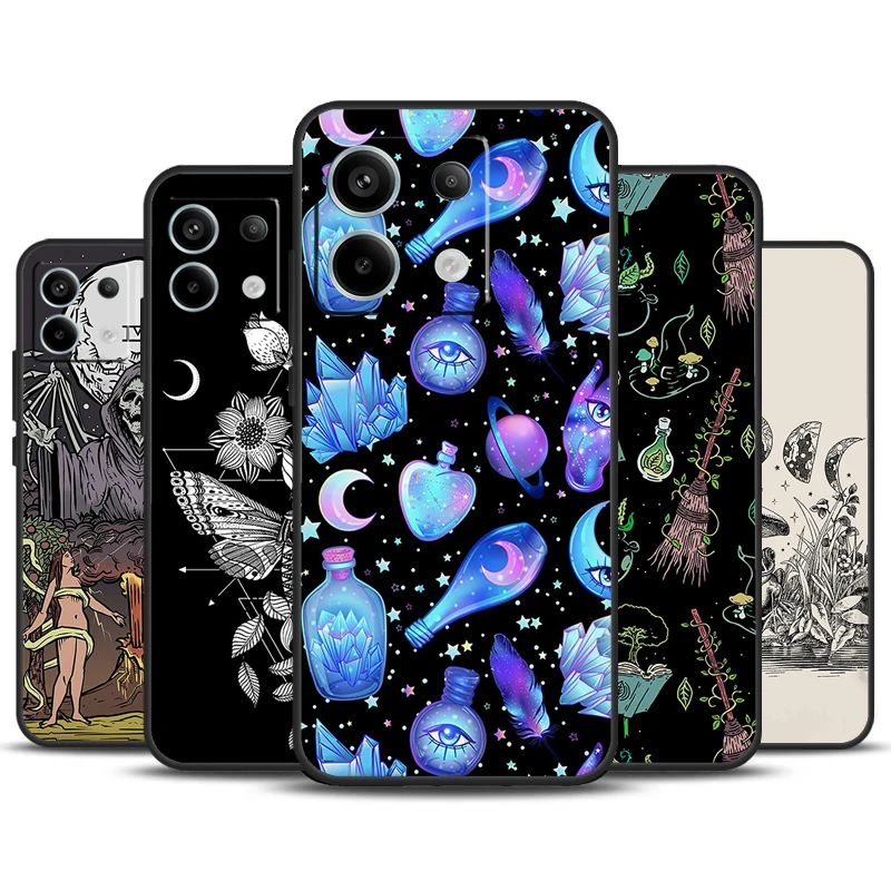 Occult Witchcraft Moon Gothic Witch Case For Redmi Note 11 12 13 Pro Plus 9 10 10S 11S 12S Redmi 12 9C 10C 12C 13C Back Cover