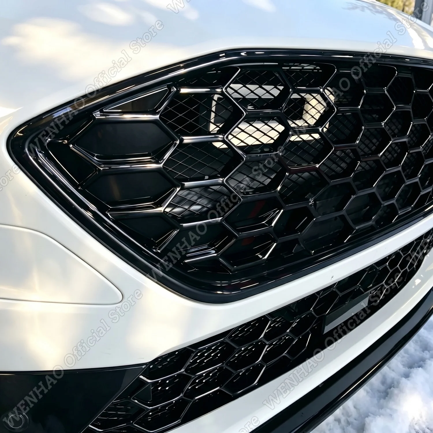 Car Front Bumper Grill For Ford Focus MK4 ST ST-Line 2018-2021 Gloss Black Honeycomb Cover Grille Body Modification Accessories