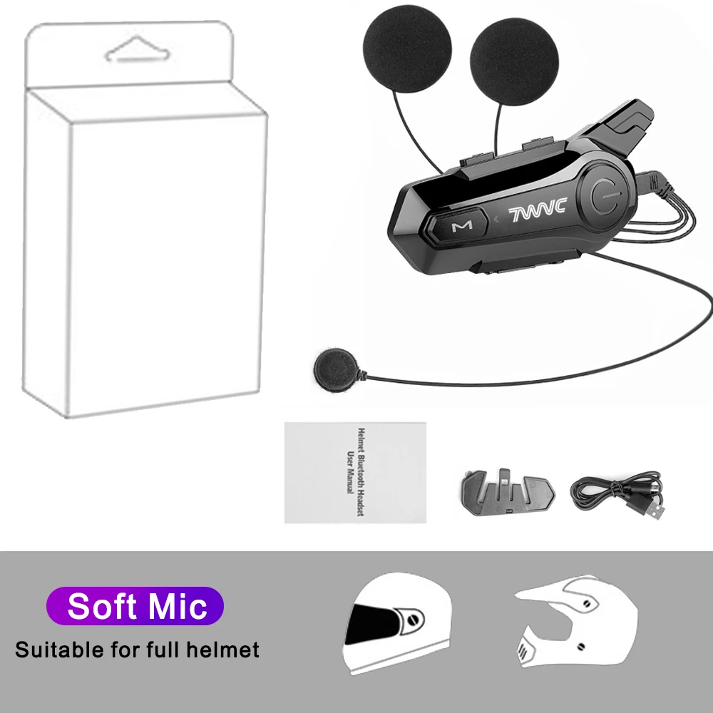 1/2X1 Bluetooth Motorhelm Intercom Headset Voor 2 Rider 1000 M intercomunicador Moto Interphone Draadloze Handsfree bellen