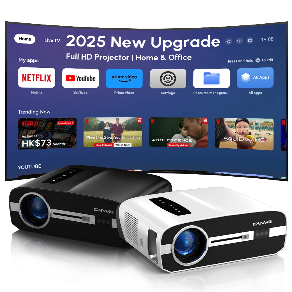 New 4K Full HD Home Theater Projector 3000ANSI Smart Android TV Daylight Beam HDR10+ Dual WIFI 2.4+5G Smart Movie Projector 2025