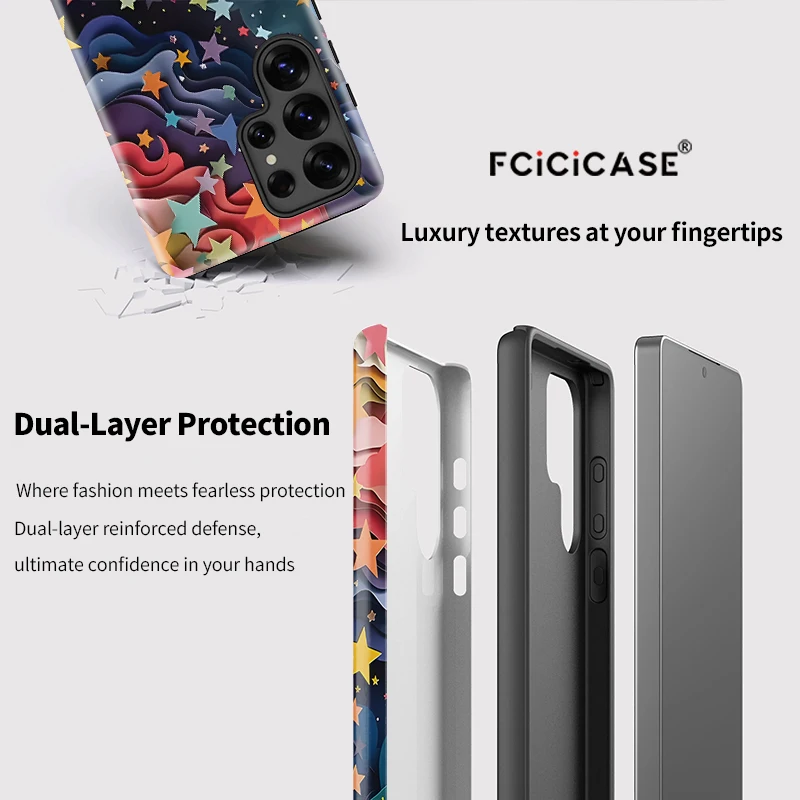 حافظة هاتف ناعمة على شكل نجوم ملونة لهاتف سامسونج جالاكسي S23 Ultra S24 S 24 Plus S20 FE طبقة مزدوجة مضادة للسقوط #3