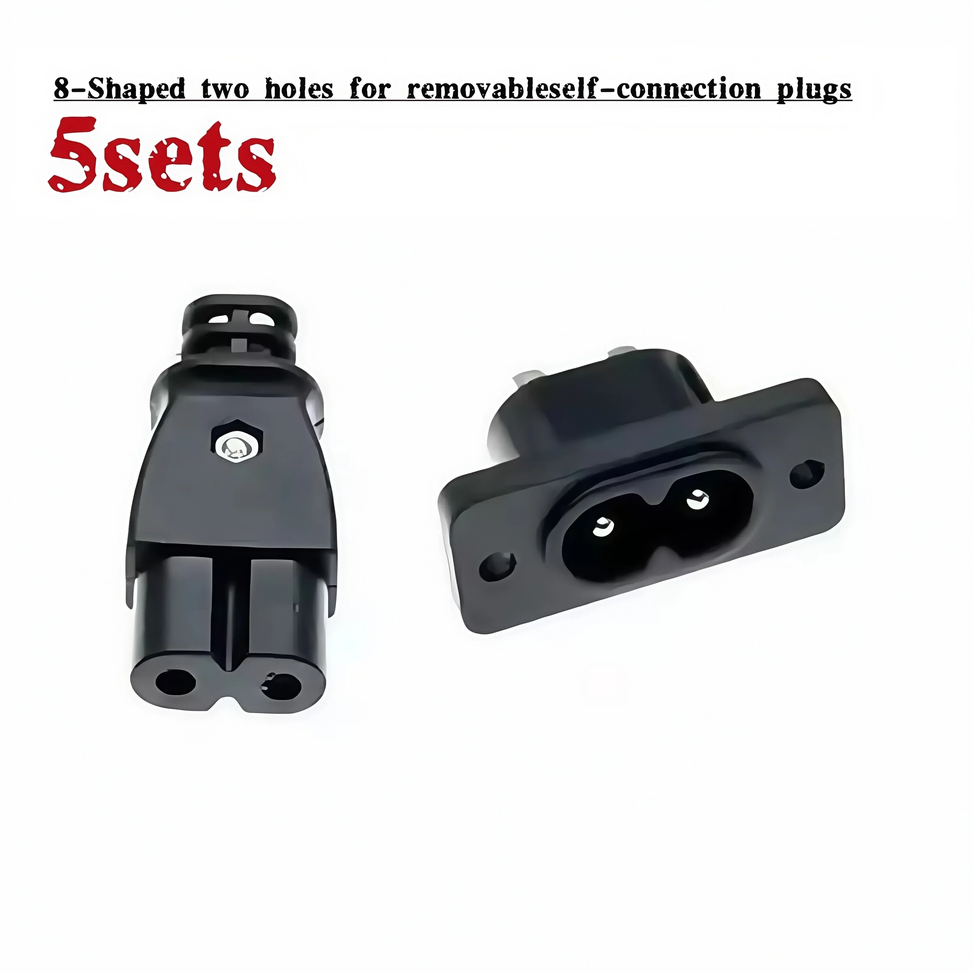 5 Sets AC 2.5A 5A 250V C8 Male Power Socket C7 Female Plug Power Outlet Embedded Electric Connector 35mm x 15mm