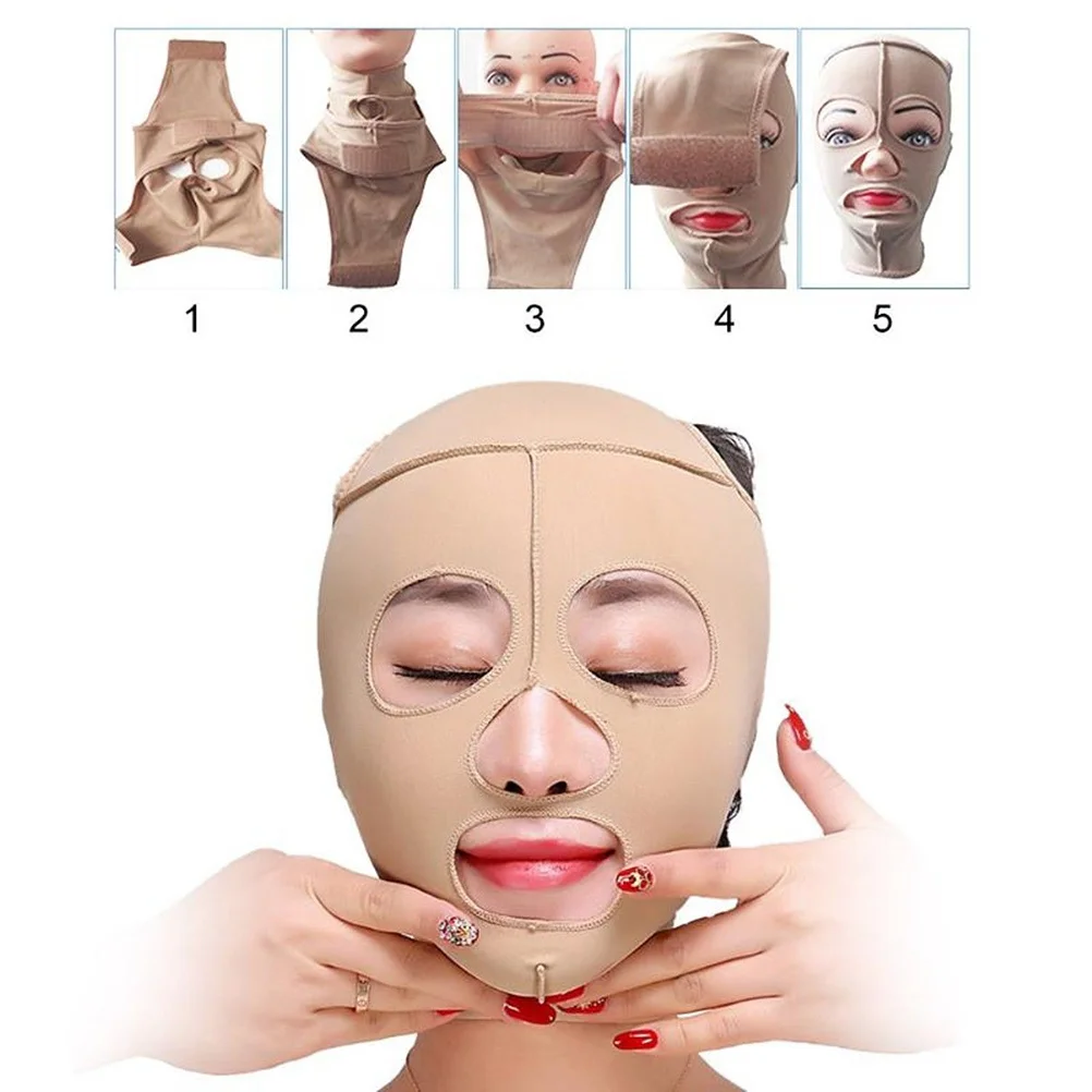 Máscara elástica de emagrecimento facial, cor da pele, antirrugas, linha facial, cinto, portátil, ferramenta de beleza para viagem, máscara facial