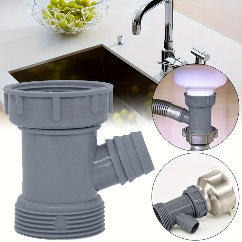 

45mm Sink Drain Pipe Adapter Y Shaped Kitchen Basin Sewer Branch Drainage Water Pipe Three Links Head Sink Connector Accessories