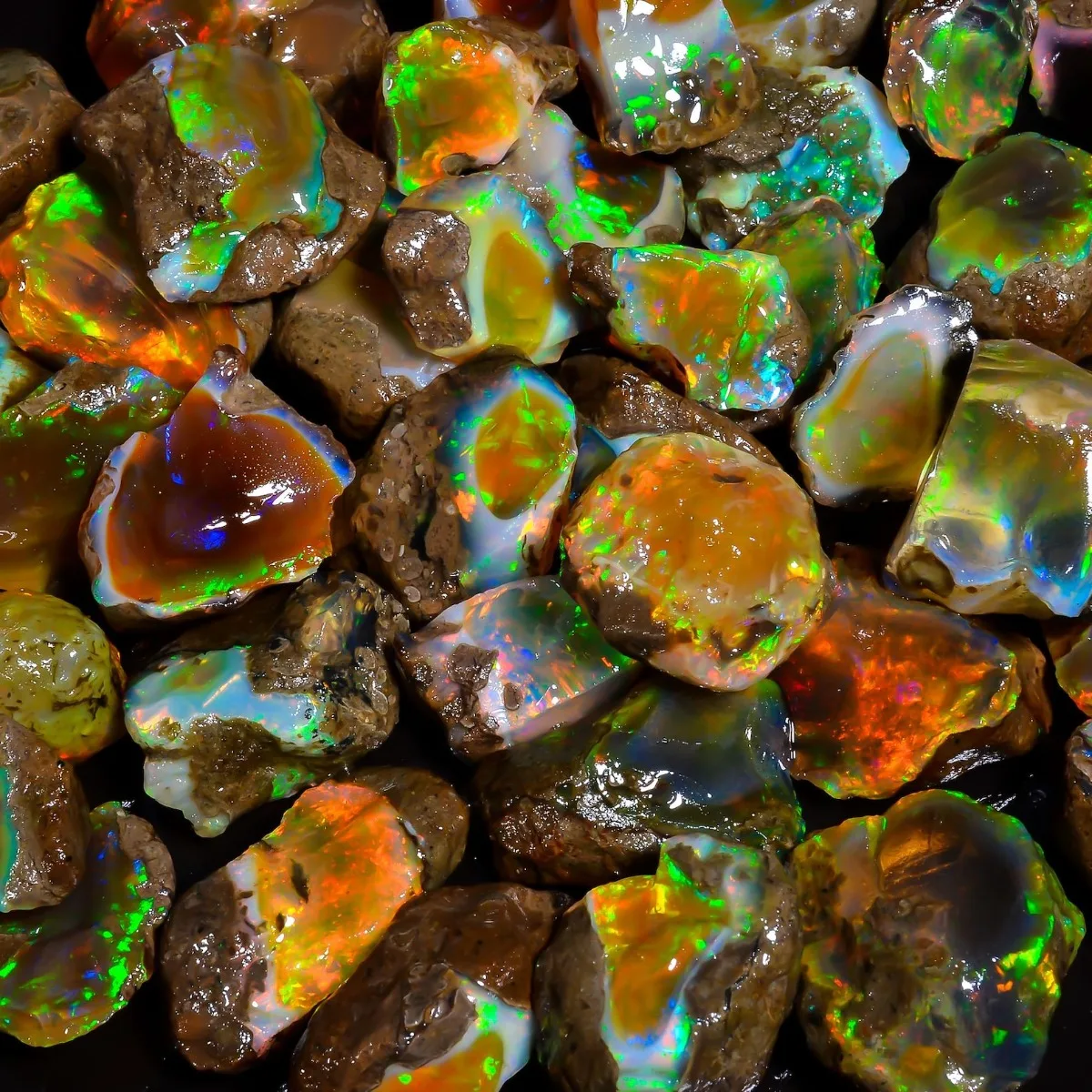 25-70CT Genuine Ethiopian Opal Rough Natural Fire Opal Loose Stone Play Of Color Gemstone For Jewelry Making Mineral Specimen