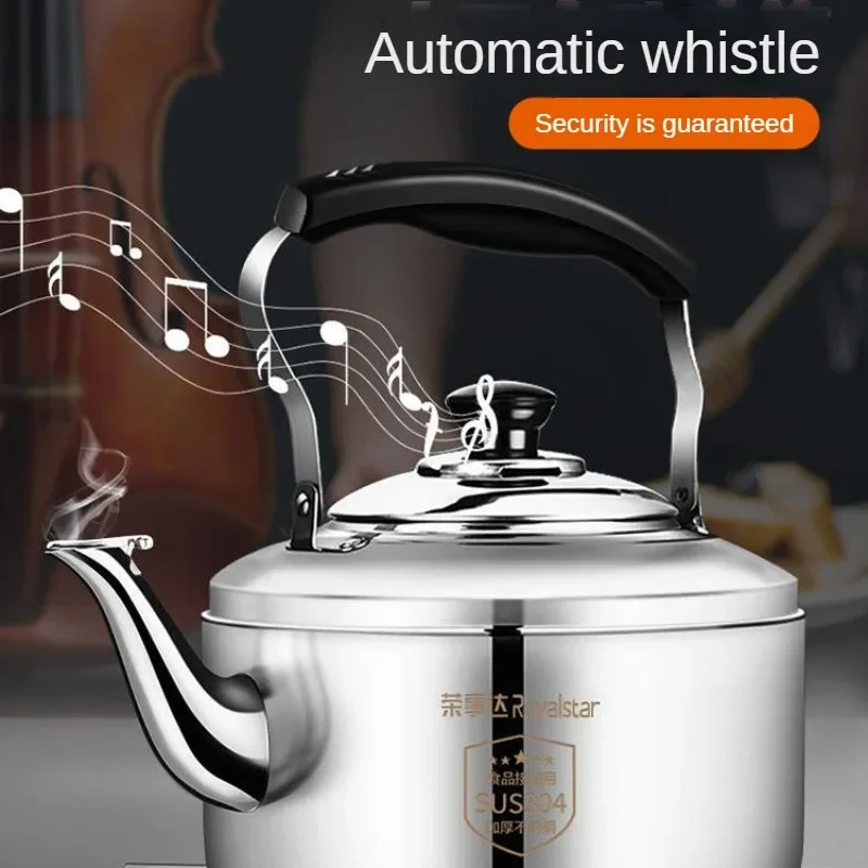 Rongshida Gas Stove Kettle Large Capacity 304 Stainless Steel Whistling Tea Kettle for Induction Cooktops and Gas Stoves