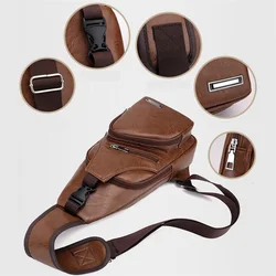 Sac de poitrine de chargement USB avec trou pour casque pour homme, sangle unique multifonction, sac de poitrine antivol, sangle initiée réglable