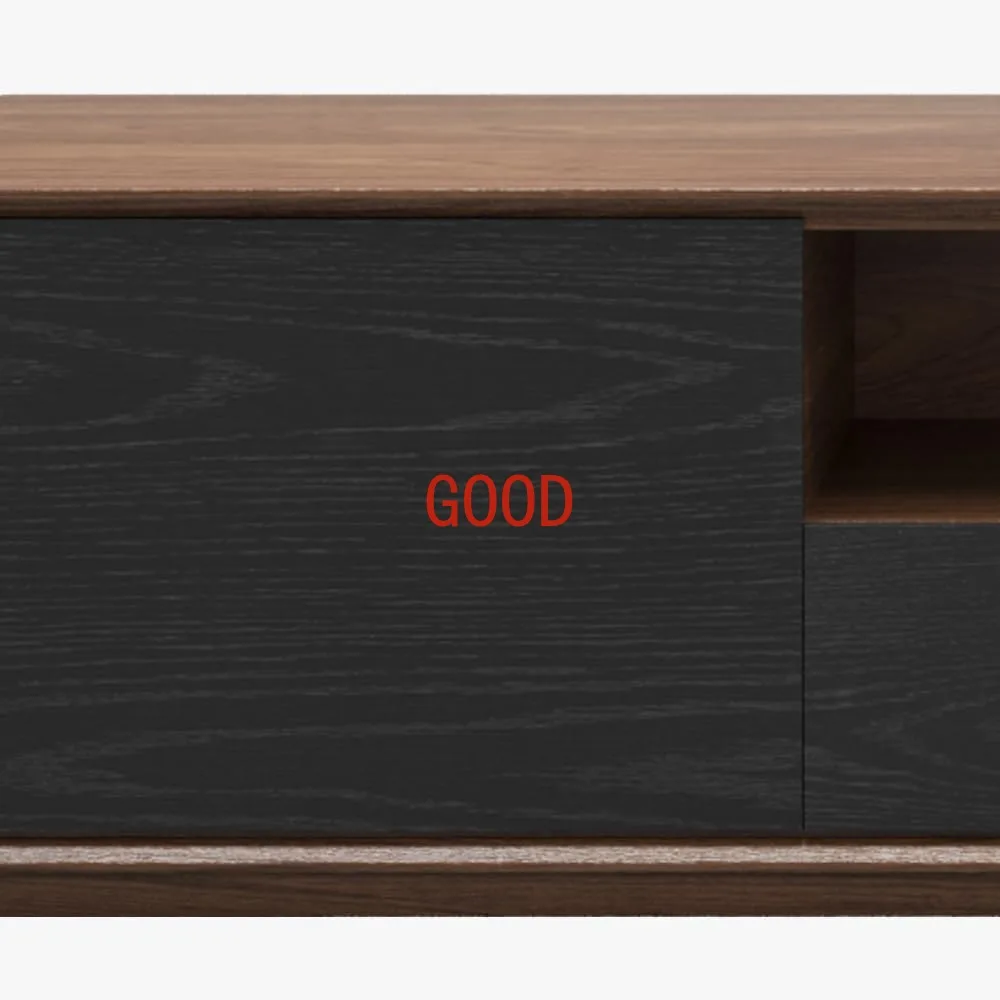 Mobile TV moderno da 94", console multimediale lowline con 4 cassetti, armadio aperto, completamente assemblato