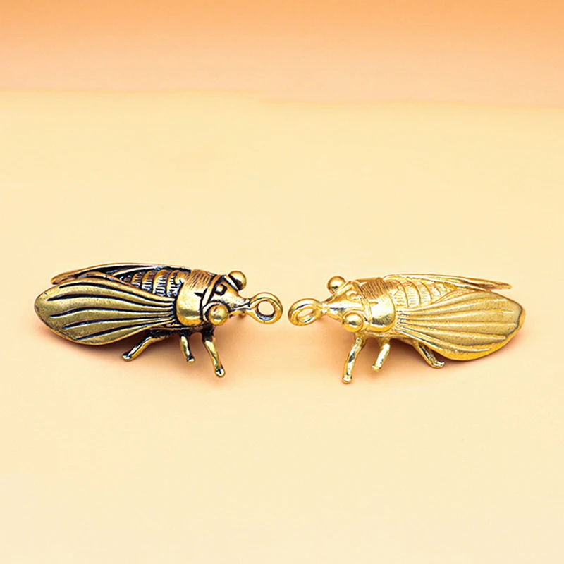 Creative Simulation Brass Vintage Gold Cicada Model Wacky DIY Decorative Charms Realistic Funny Insect Adult Kids Collect Gifts