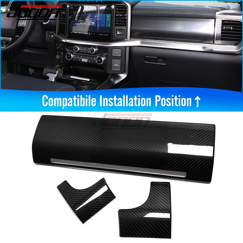 For Ford F-150 F150 Raptor Platinum 2021 2022 2023 2024 Dashboard Cover Storage Box Panel Real Carbon Fiber Car Accessories