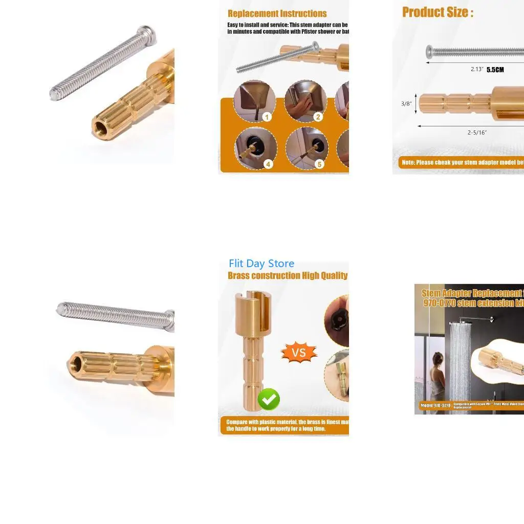 F92C Metal Shower Valves Stem Extension Adapter for Devices Cartridges Replacement