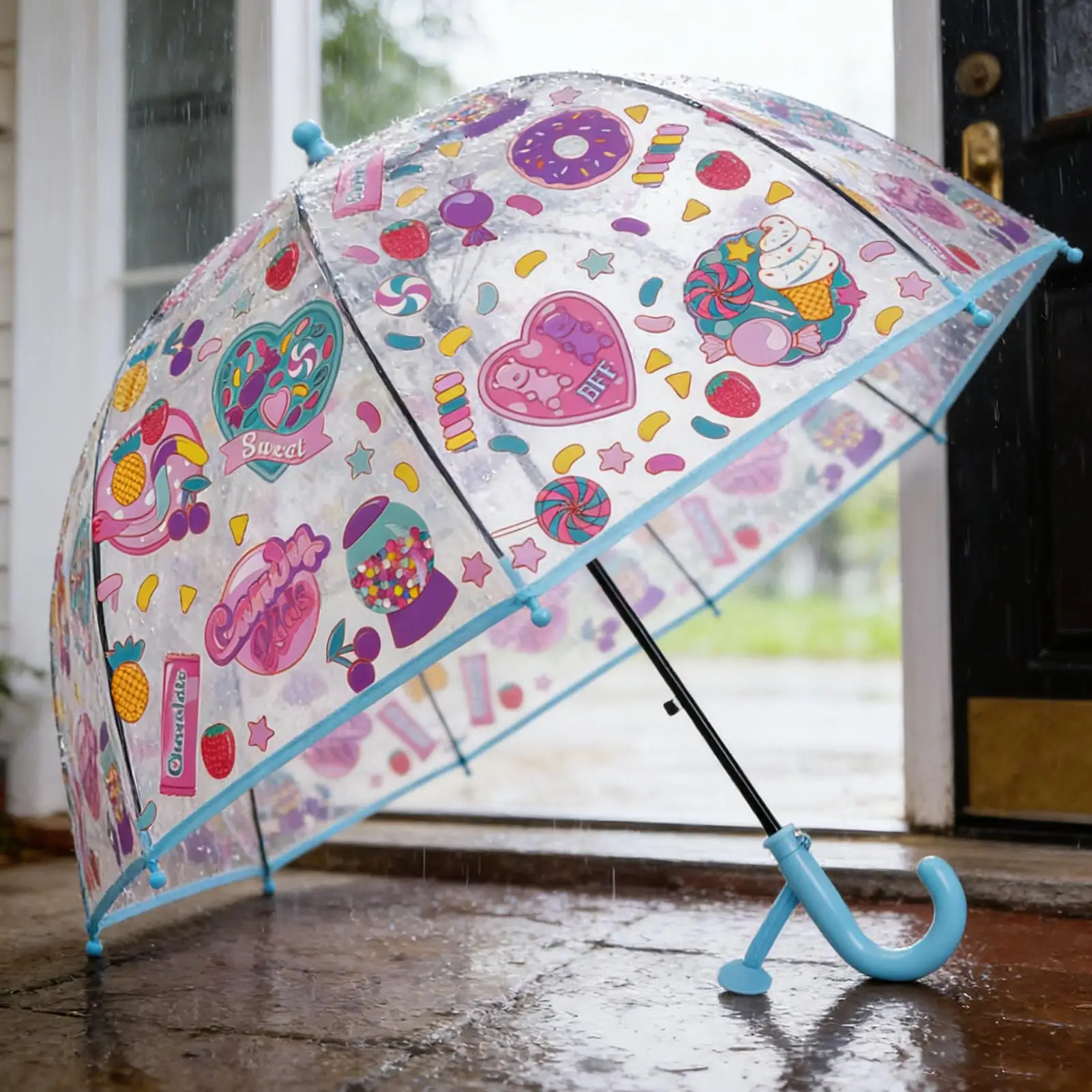 Winddichter Transparenter Kuppelschirm mit Anti-Klemm-Rundspitze, Lustiger Durchsichtiger Regenschirm für Kinder, Jungen und Mädchen, für Regentage, Spiel und Schule